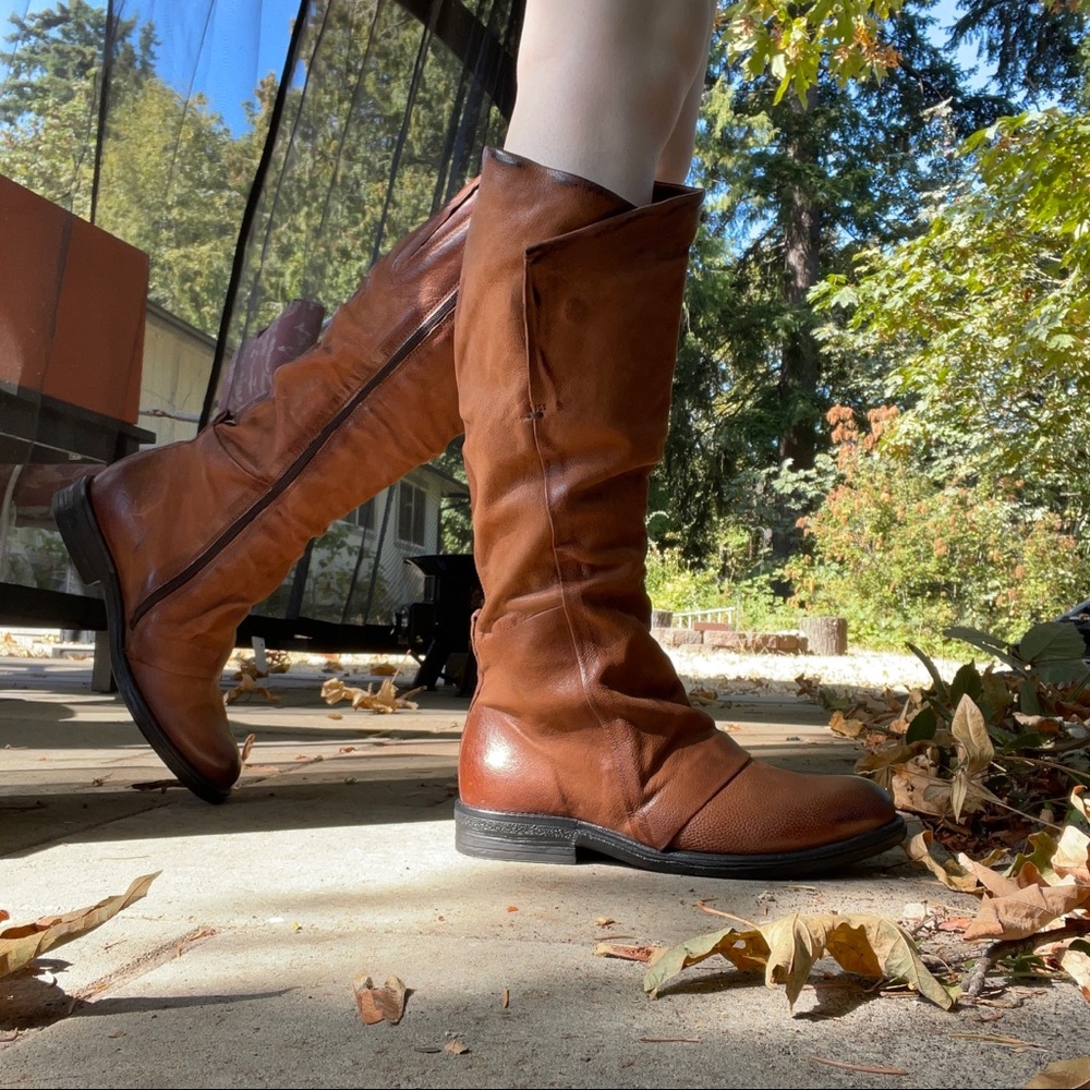 Brown Leather Miz Mooz “Pim” Knee High Boots